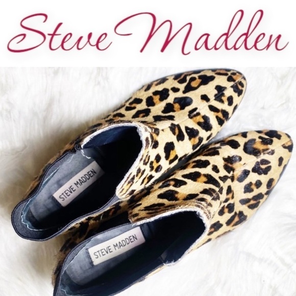 STEVE MADDEN Palace Western Leopard Print Calf Hair Chelsea Bootie, Size 8 - Picture 4 of 10
